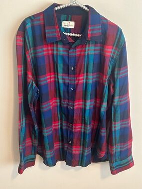 Marine Layer Soft Plaid Flannel Button Down Shirt Large